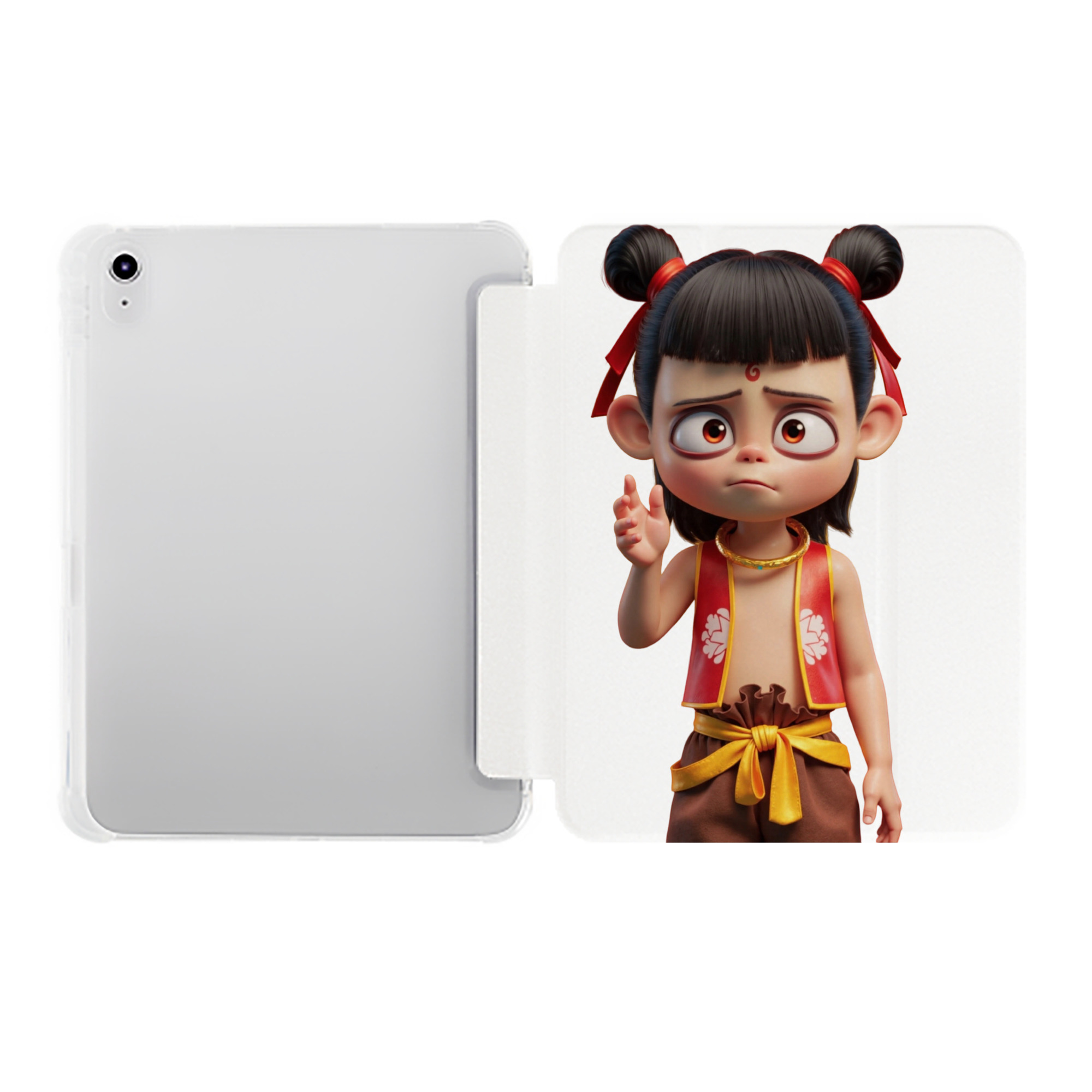 （画像用） Ne Zha 2 ナタ 魔童の大暴れ IPad ケース ペン収納付き 三つ折りスタンド PUレザー×シリコン 対応機種9.5/10.5/10.9インチ